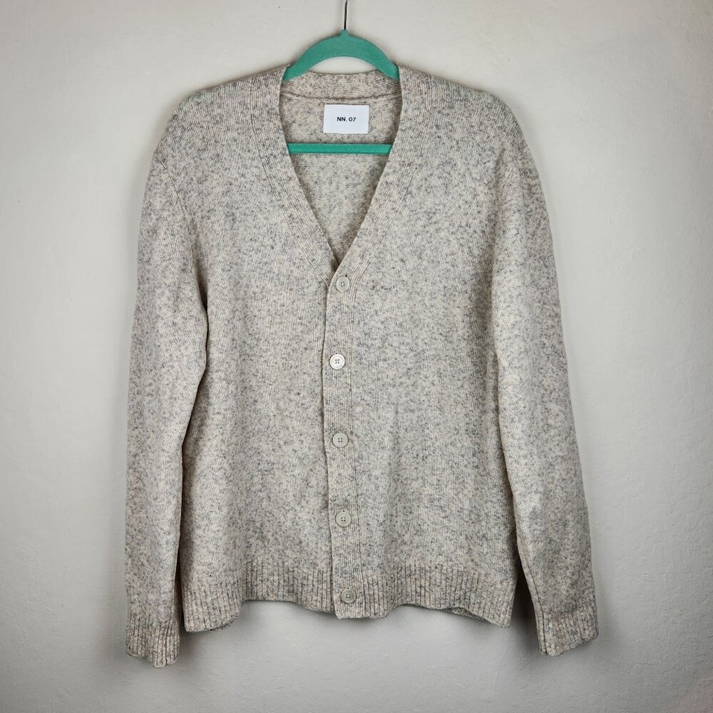 NN07 Wool Blend John Cardigan 6683 Heathered Oatmeal sz L
